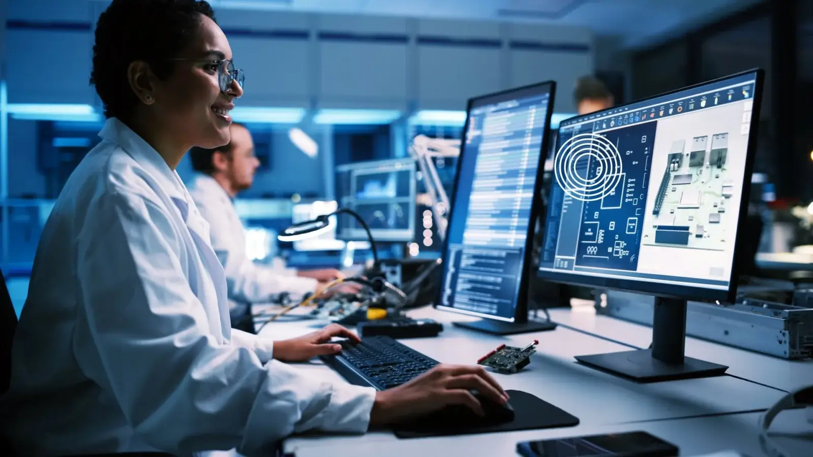 Engineer designing a PCB